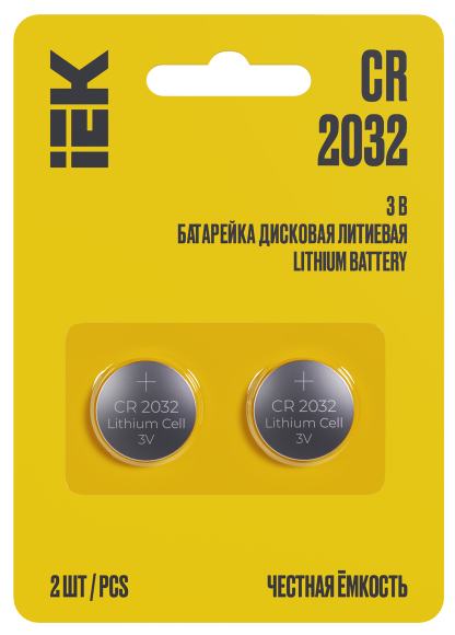 IEK Батарейка дисковая литиевая CR2032 (2шт/блистер) IEK, ABT-CR2032-OP-L02 IEK Батарейка дисковая литиевая CR2032 (2шт/блистер) IEK, ABT-CR2032-OP-L02