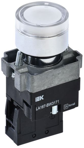 IEK Кнопка управления LA167-BW3171 d=22мм RC 1NO с подсветкой белая IEK, BBT20-BW3171-1-12-67-K01