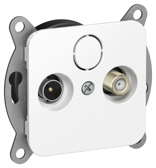 IEK FLITE Розетка 2-местная TV+SAT экранированная оконечная РТВс-2-1-1-ФлБ белый IEK, FI-AF23-O-K01
