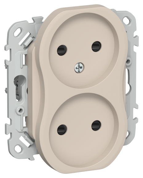 IEK FLITE Розетка 2-местная без заземления с защитными шторками 10А РСш02-0-ФлЛ льняной IEK, FI-R23-10-K88