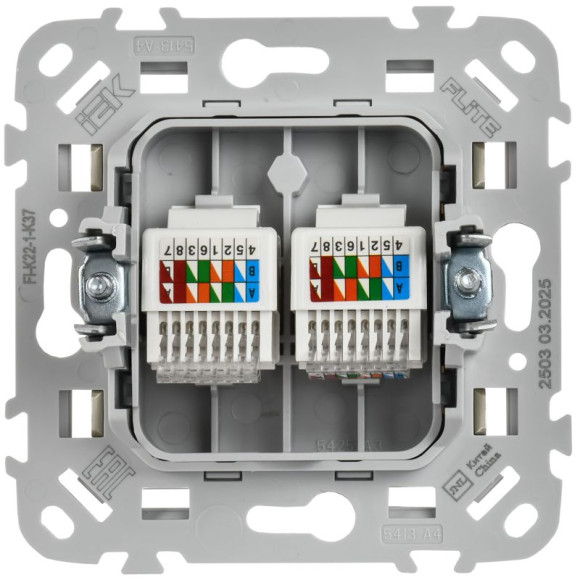 IEK FLITE Розетка 2-местная компьютерная RJ45 категория 5Е UTP РК5е-2-0-ФлШ шампань IEK, FI-K22-1-K37 IEK FLITE Розетка 2-местная компьютерная RJ45 категория 5Е UTP РК5е-2-0-ФлШ шампань IEK, FI-K22-1-K37