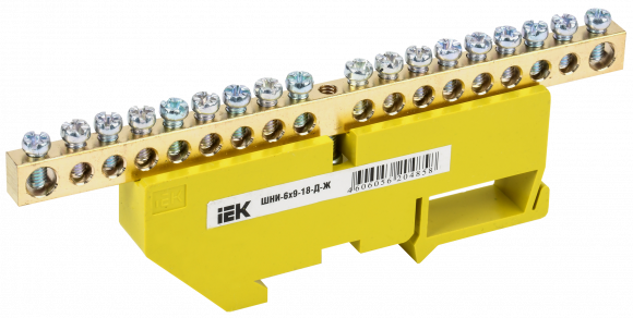 IEK Шина PE "земля" на DIN-изол ШНИ-6х9-18-Д-Ж IEK, YNN10-69-18D-K05