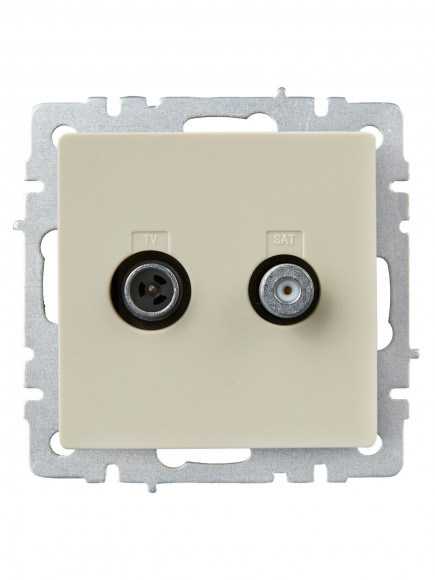IEK BRITE Розетка двойная TV+SAT РТВ/РСп12-БрКр бежевый , BR-AF20-O-K10