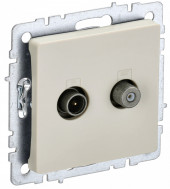 BRITE Розетка двойная TV+SAT РТВ/РСп12-БрКр бежевый , BR-AF20-O-K10