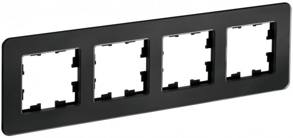 IEK BRITE Рамка 4-местная РУ-4-2-Бр стекло черный RE IEK, BR-M42-G-41-K02