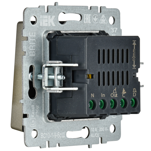 IEK BRITE Кнопка звонка с индикацией для отелей 10А ВС10-1-9-БрШ шампань , BR-V14-2-10-K37