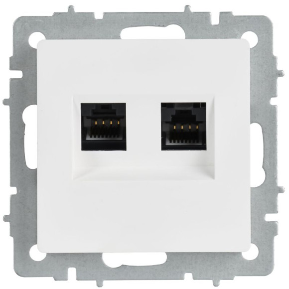 IEK BRITE Розетка компьютерная двойная RJ45 кат.6 РК11-2-БрАБ арктический белый IEK, BR-K20-2-K91