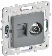 SKANDY Розетка двойная TV+RJ45 кат.5E SK-A14Gr серый , SK-AK20-1-K03