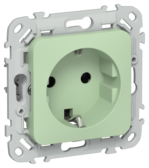 IEK FLITE Розетка с заземлением без защитных шторок безвинтовое крепление 16А РС11-1-ФлФ фисташковый IEK, FI-R11-16-1-K93