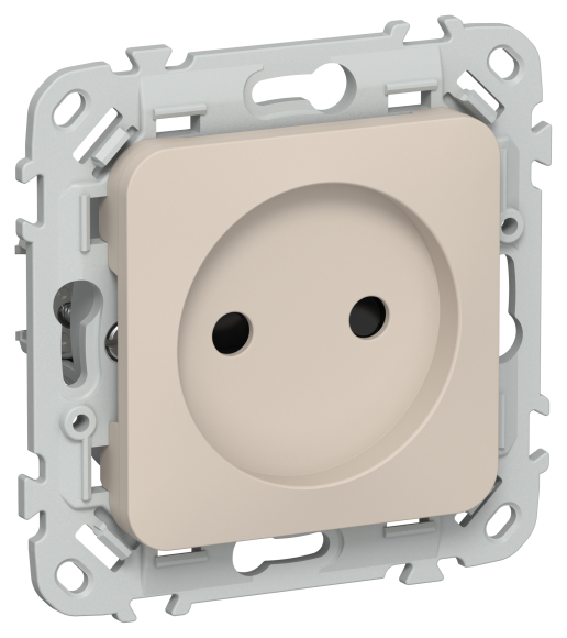 IEK FLITE Розетка без заземления с защитными шторками безвинтовое крепление 10А РСш01-1-ФлЛ льняной IEK, FI-R13-10-1-K88