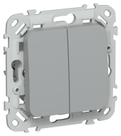 FLITE Выключатель 2-клавишный кнопочный 10А ВС12-2-0-ФлС серый IEK, FI-V24-0-10-1-K03