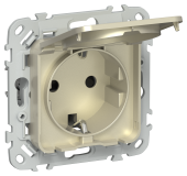 FLITE Розетка с заземлением с защитными шторками и крышкой 16А IP44 РСшкр11-0-44-ФлШ шампань IEK, FI-R16-16-44-K37