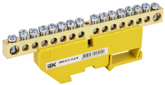 IEK Шина PE "земля" на DIN-изол ШНИ-8х12-16-Д-Ж IEK, YNN10-812-16D-K05