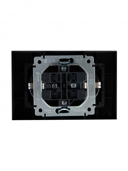 IEK BRITE Розетка 2-местная с заземлением с защитными шторками 16А в сборе РСш12-3-БрМ маренго , BR-R24-16-K35-F