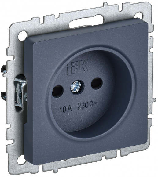 IEK BRITE Розетка 1-местная без заземления с защитными шторками 10А РСш10-2-БрМ маренго IEK, BR-R13-10-K35