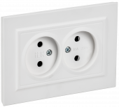 BRITE Розетка 2-местная без заземления без защитных шторок 10А в сборе РС12-2-БрАБ арктический белый , BR-R20-10-K91-F