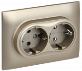 SKANDY Розетка 2-местная с заземлением без защитных шторок 16А в сборе SK-R08Sh шампань , SK-R21-16-K37-F