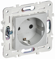 SKANDY Розетка с заземлением с защитными шторками 16А безвинтовое крепление SK-R06S серебряный , SK-R14-16-1-K23