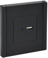FORTE&PIANO Розетка USB A+C 18Вт FP151 черный , FP-U22-018-K02 FORTE&PIANO Розетка USB A+C 18Вт FP151 черный , FP-U22-018-K02