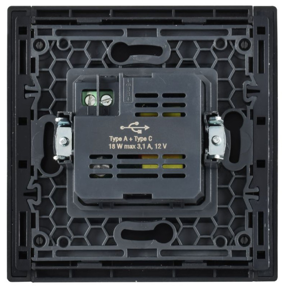 IEK FORTE&PIANO Розетка USB A+C 18Вт FP151 черный , FP-U22-018-K02
