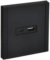 FORTE&PIANO Розетка USB A+C 18Вт FP151M металл черный IEK, FP-U22-018-M-K02