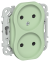 IEK FLITE Розетка 2-местная без заземления с защитными шторками 10А РСш02-0-ФлФ фисташковый IEK, FI-R23-10-K93