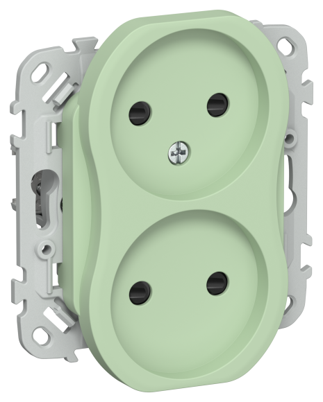 IEK FLITE Розетка 2-местная без заземления с защитными шторками 10А РСш02-0-ФлФ фисташковый IEK, FI-R23-10-K93