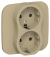 IEK FLITE Розетка 2-местная с заземлением с защитными шторками безвинтовое крепление 16А РСш12-1-А-ФлХ хаки IEK, FI-R24A-16-1-K59