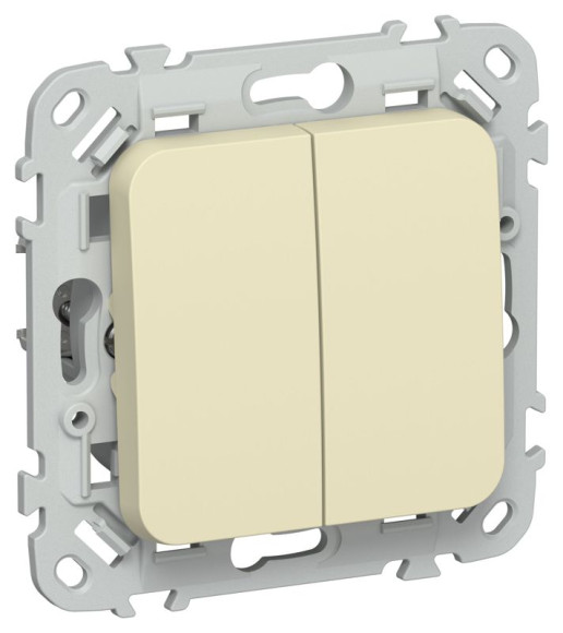 IEK FLITE Выключатель 2-клавишный кнопочный 10А ВС12-2-0-ФлН навахо IEK, FI-V24-0-10-1-K87