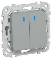 FLITE Выключатель 2-клавишный кнопочный с индикацией 10А ВС12-2-1-ФлС серый IEK, FI-V24-1-10-1-K03