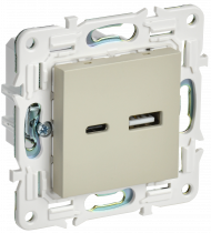 SKANDY Розетка USB A+C 18Вт SK-R13B бежевый , SK-U22-018-K10