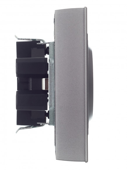 IEK BRITE Розетка 2-местная с заземлением с защитными шторками 16А в сборе РСш12-3-БрС сталь , BR-R24-16-K46-F