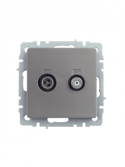 IEK BRITE Розетка двойная TV+SAT РТВ/РСп12-БрС сталь , BR-AF20-O-K46