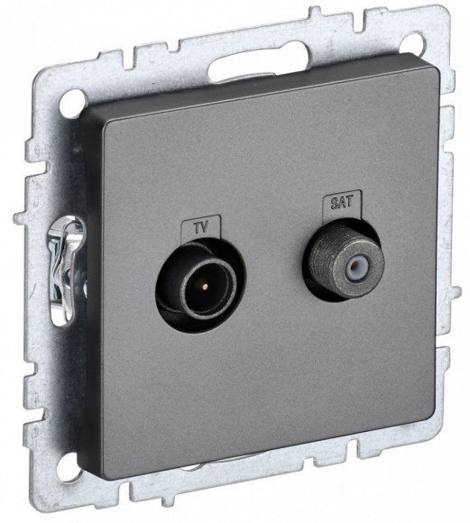 IEK BRITE Розетка двойная TV+SAT РТВ/РСп12-БрС сталь IEK, BR-AF20-O-K46