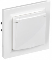 BRITE Розетка 1-местная с заземлением с защитными шторками и крышкой 16А IP44 в сборе РСбш10-3-44-БрБ белый, BR-R16-16-44-K01-F-PRO