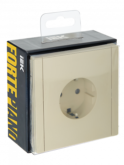 IEK FORTE&PIANO Розетка 1-местная с заземлением без защитных шторок винтовое крепление 16А FP416 ваниль , FP-R11-16-K10