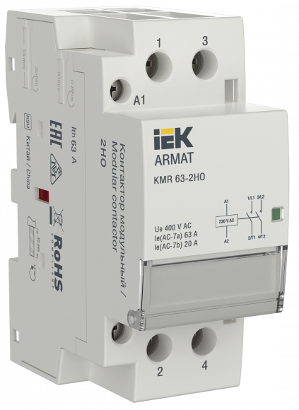IEK ARMAT Контактор модульный KMR 63А 230В AC 2НО IEK, AR-KMR10-063-20-230
