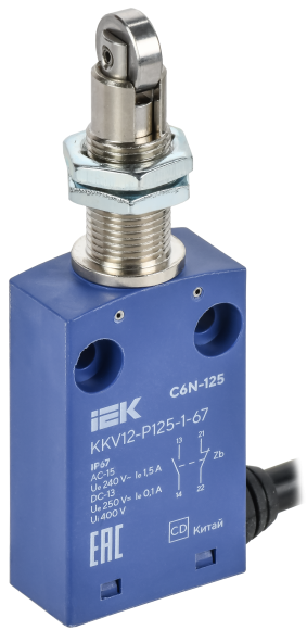 IEK Выключатель концевой C6N-125 вертикальный толкатель с нажимным роликом резьбовое крепление IP67 IEK, KKV12-P125-1-67