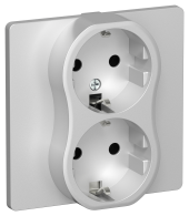 FLITE Розетка 2-местная с заземлением без защитных шторок 16А РС12-0-К-ФлА алюминий IEK, FI-R21C-16-K47