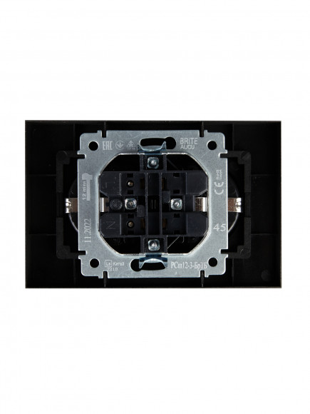 IEK BRITE Розетка 2-местная с заземлением с защитными шторками 16А в сборе РСш12-3-БрТБ темная бронза , BR-R24-16-K45-F