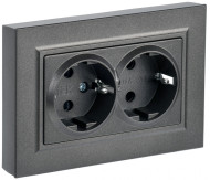 BRITE Розетка 2-местная с заземлением с защитными шторками 16А в сборе РСш12-3-БрТБ темная бронза , BR-R24-16-K45-F