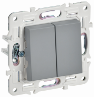 SKANDY Выключатель 2-клавишный проходной 10А SK-V05Gr серый , SK-V22-0-10-K03