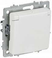 BRITE Розетка 1-местная с заземлением с защитными шторками и крышкой 16А IP20 РСбш10-3-БрАБ арктический белый , BR-R16-16-K91