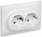 SKANDY Розетка 2-местная с заземлением без защитных шторок 16А в сборе SK-R08W арктический белый , SK-R21-16-K01-F