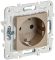 IEK SKANDY Розетка с заземлением с защитными шторками 16А безвинтовое крепление SK-R06Sh шампань , SK-R14-16-1-K37