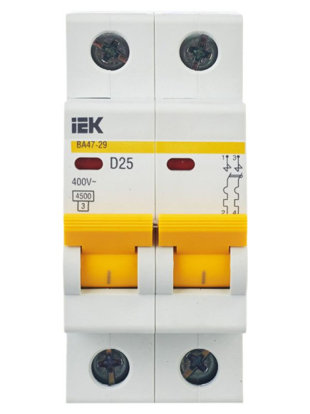IEK KARAT Автоматический выключатель ВА47-29 2P D 25А 4,5кА IEK, MVA20-2-025-D