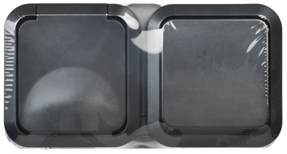 IEK TORS Блок розетка + выключатель горизонтальный 16А IP55 TS142 графит IEK, TS-G10-6-55-V-K53