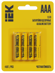 Батарейка щелочная Alkaline LR03/AAA (4шт/блистер) IEK, ABT-LR03-OP-L04