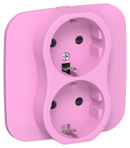 FLITE Розетка 2-местная с заземлением с защитными шторками безвинтовое крепление 16А РСш12-1-А-ФлПр пурпурный IEK, FI-R24A-16-1-K99