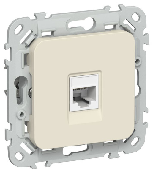 IEK FLITE Розетка компьютерная RJ45 категория 5Е UTP РК5е-1-0-ФлСл сливочный IEK, FI-K12-1-K86